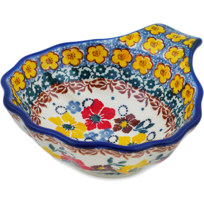 Polish Pottery Condiment Dish 5&quot; Pretty In Bloom UNIKAT