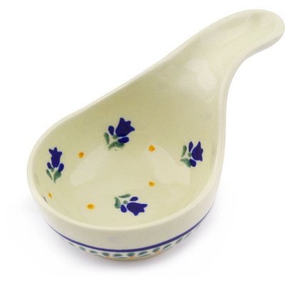 Polish Pottery Condiment Dish 5&quot; Violet Tulips