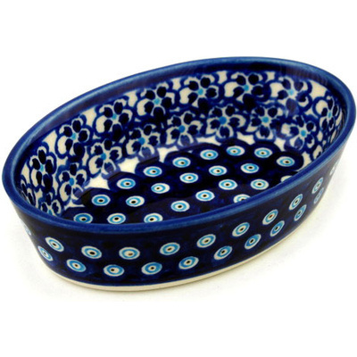 Polish Pottery Condiment Dish 6&quot; Aloha Blue