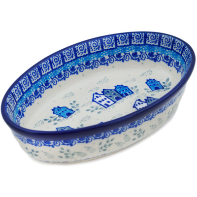 Polish Pottery Condiment Dish 6&quot; Arctic Village UNIKAT