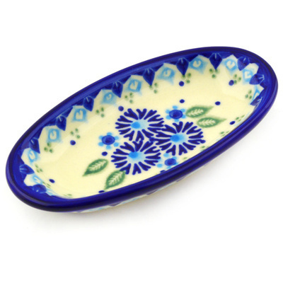 Polish Pottery Condiment Dish 6&quot; Aster Patches