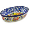 Polish Pottery Condiment Dish 6&quot; Autumn Falling Leaves UNIKAT