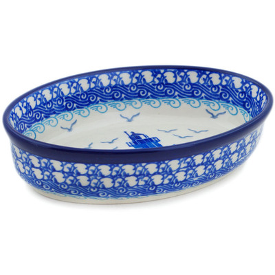 Polish Pottery Condiment Dish 6&quot; Beach Day UNIKAT