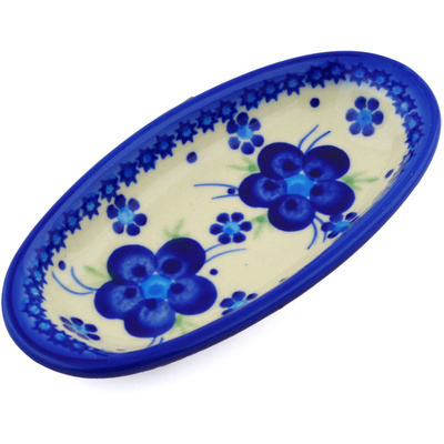 Polish Pottery Condiment Dish 6&quot; Bleu-belle Fleur