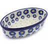Polish Pottery Condiment Dish 6&quot; Blue Zinnia
