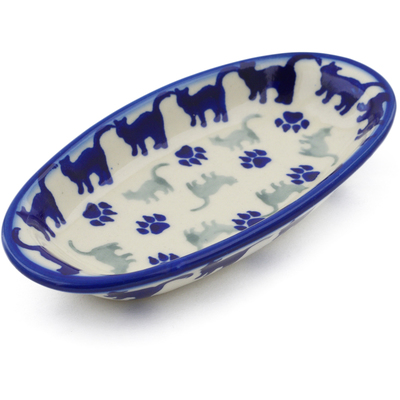 Polish Pottery Condiment Dish 6&quot; Boo Boo Kitty Paws