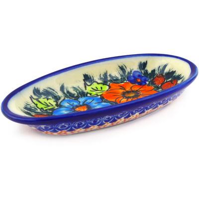 Polish Pottery Condiment Dish 6&quot; Butterfly Splendor UNIKAT