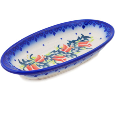 Polish Pottery Condiment Dish 6&quot; California Poppies