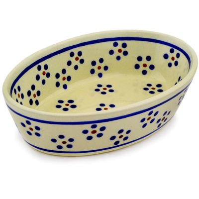 Polish Pottery Condiment Dish 6&quot; Daisy Dots