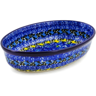 Polish Pottery Condiment Dish 6&quot; Deep Blue UNIKAT
