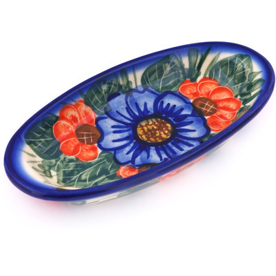 Polish Pottery Condiment Dish 6&quot; Flowers In Bloom UNIKAT