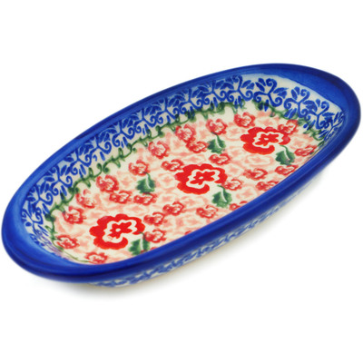 Polish Pottery Condiment Dish 6&quot; Fluctuating Pansy&#039;s
