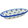 Polish Pottery Condiment Dish 6&quot; Forget Me Not Swirls
