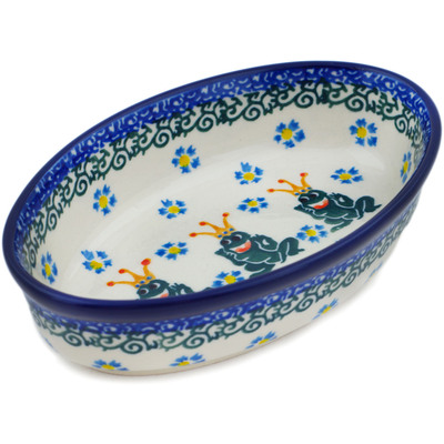 Polish Pottery Condiment Dish 6&quot; Frog Prince
