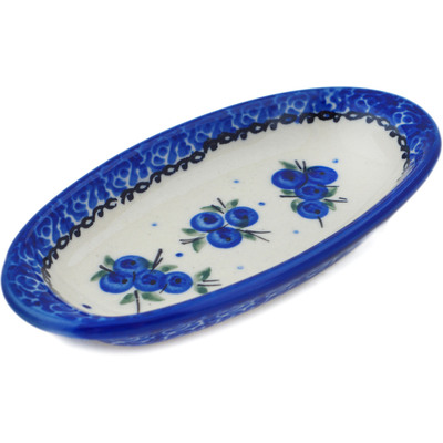 Polish Pottery Condiment Dish 6&quot; Lovely Blueberries