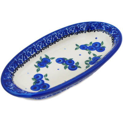 Polish Pottery Condiment Dish 6&quot; Lovely Blueberries