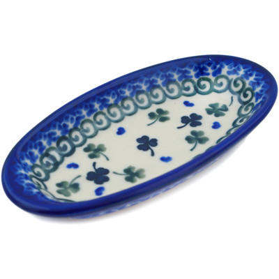 Polish Pottery Condiment Dish 6&quot; Lucky Clovers