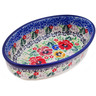Polish Pottery Condiment Dish 6&quot; Pansy Garden UNIKAT