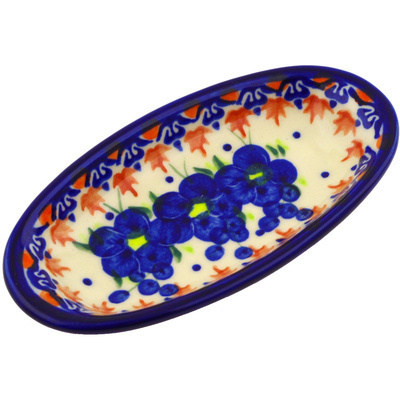 Polish Pottery Condiment Dish 6&quot; Passion Poppy