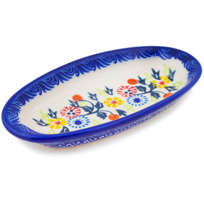 Polish Pottery Condiment Dish 6&quot; Pastel Spring Wreath