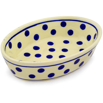 Polish Pottery Condiment Dish 6&quot; Polka Dot