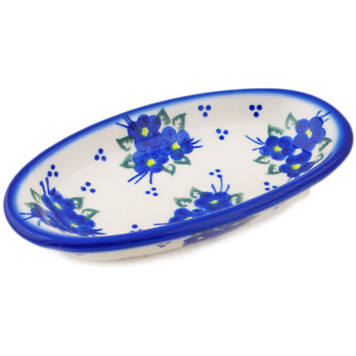 Polish Pottery Condiment Dish 6&quot; Poppy Triad