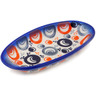 Polish Pottery Condiment Dish 6&quot; Red Peacock Eye