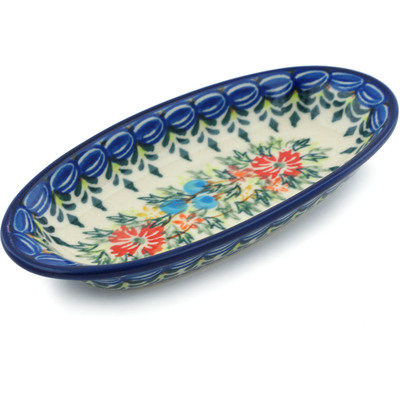 Polish Pottery Condiment Dish 6&quot; Ring Of Flowers UNIKAT