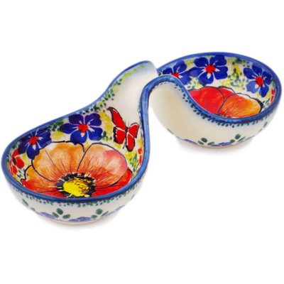 Polish Pottery Condiment Dish 6&quot; Spring Garden UNIKAT