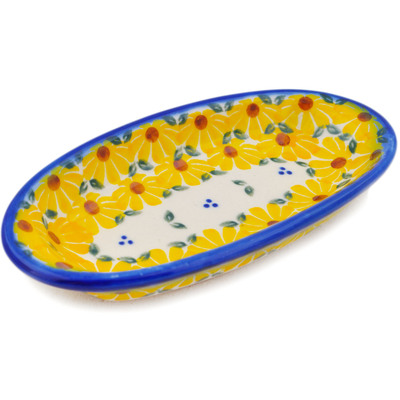 Polish Pottery Condiment Dish 6&quot; Sunset Bloom Fiesta