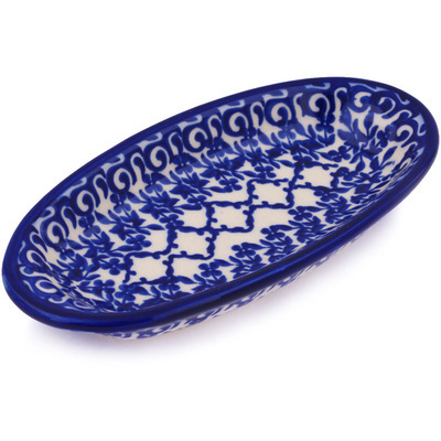 Polish Pottery Condiment Dish 6&quot; Winter Blue