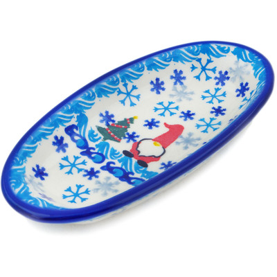 Polish Pottery Condiment Dish 6&quot; Winter Gnome