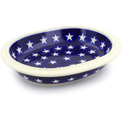 Polish Pottery Condiment Dish 7&quot; America The Beautiful