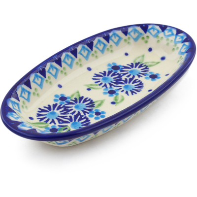 Polish Pottery Condiment Dish 7&quot; Aster Patches