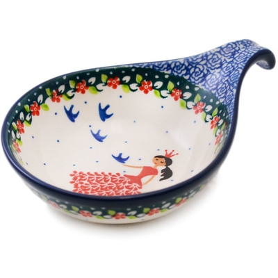 Polish Pottery Condiment Dish 7&quot; Bird Princess