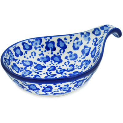 Polish Pottery Condiment Dish 7&quot; Blue Pips