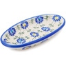 Polish Pottery Condiment Dish 7&quot; Blue Thistle Beauty