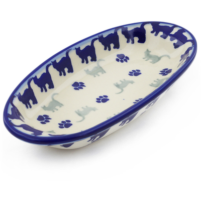 Polish Pottery Condiment Dish 7&quot; Boo Boo Kitty Paws
