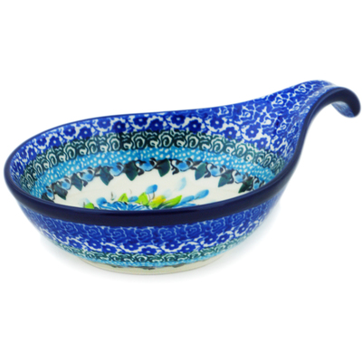 Polish Pottery Condiment Dish 7&quot; Buquet Azul UNIKAT