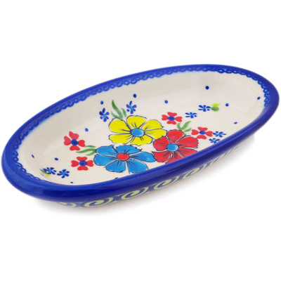 Polish Pottery Condiment Dish 7&quot; Country Three UNIKAT