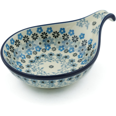 Polish Pottery Condiment Dish 7&quot; Delicate Blue Composition