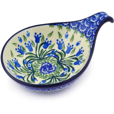 Polish Pottery Condiment Dish 7&quot; Feathery Tulips