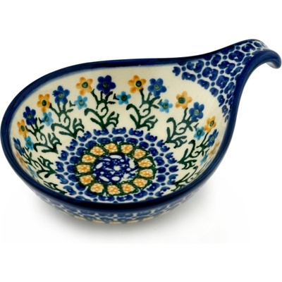 Polish Pottery Condiment Dish 7&quot; Field Of Wildflowers