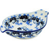 Polish Pottery Condiment Dish 7&quot; Flowers At Dusk