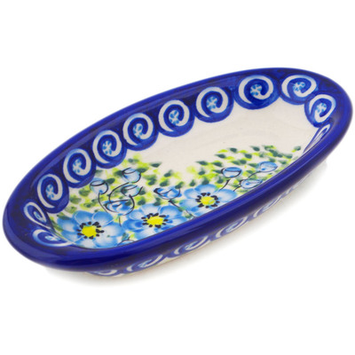 Polish Pottery Condiment Dish 7&quot; Gorgeous Morning Glory UNIKAT