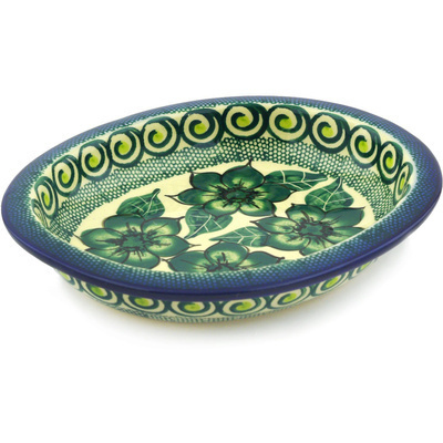 Polish Pottery Condiment Dish 7&quot; Gratuitous Greens UNIKAT