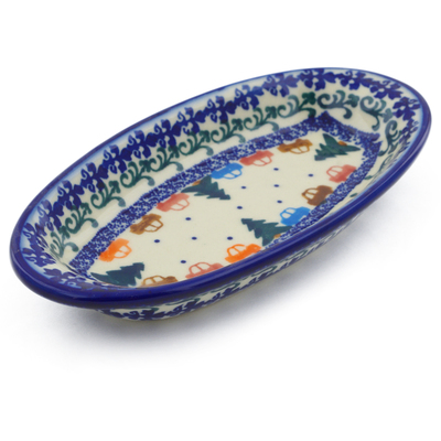 Polish Pottery Condiment Dish 7&quot; Holiday Drive