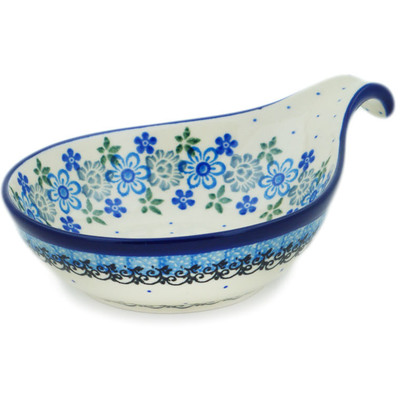 Polish Pottery Condiment Dish 7&quot; Light Blue Lace