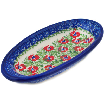 Polish Pottery Condiment Dish 7&quot; Midsummer Bloom
