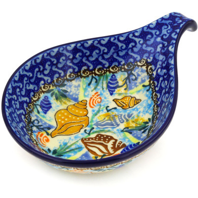 Polish Pottery Condiment Dish 7&quot; Ocean Whisper UNIKAT